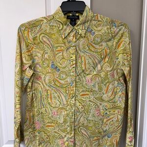 Bright Green Paisley Shirt Size M
